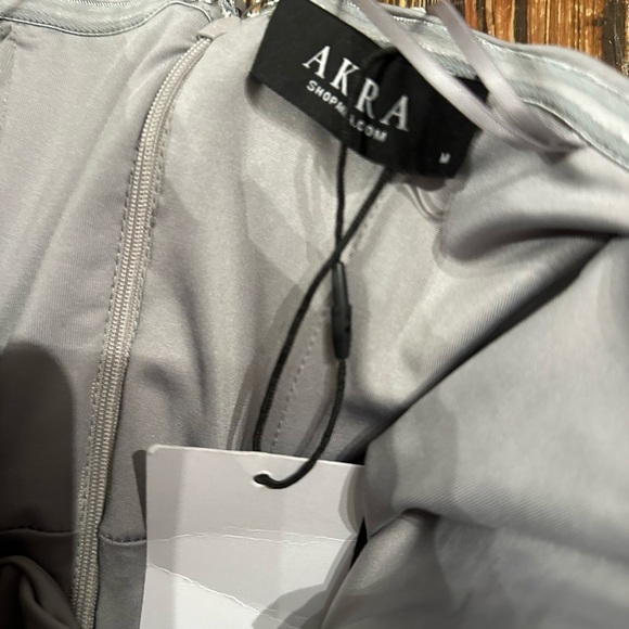 AKIRA Silver sequin Dress with teal rhinestones - Picture 4 of 6